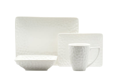 White Six Piece Pebbled Porcelain Service For Six Bowl Set - Dinnerware