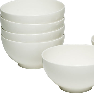 White Six Piece Porcelain Service For Six Bowl Set - Dinnerware