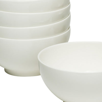 White Six Piece Porcelain Service For Six Bowl Set - Dinnerware