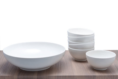 White Six Piece Porcelain Service For Six Bowl Set - Dinnerware