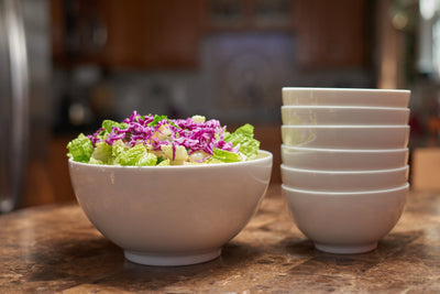 White Six Piece Porcelain Service For Six Bowl Set - Dinnerware