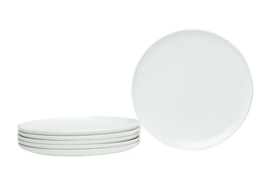 White Six Piece Porcelain Service For Six Salad Plate Set - Dinnerware