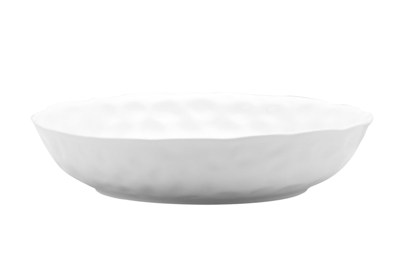 White Six Piece Round Pebbled Porcelain Service For Six Bowl Set - Dinnerware