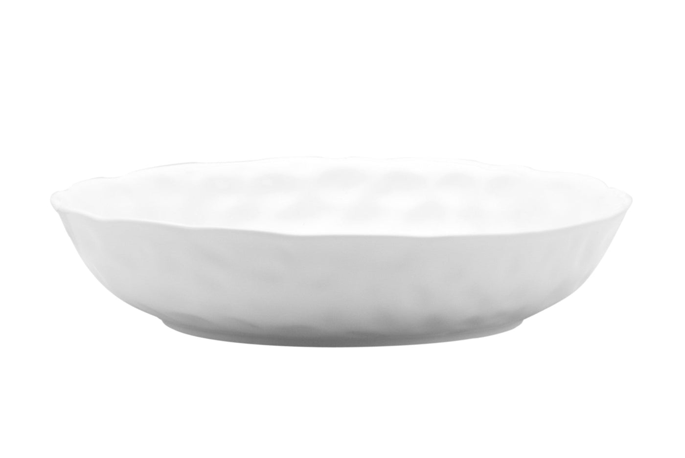 White Six Piece Round Pebbled Porcelain Service For Six Bowl Set - Dinnerware