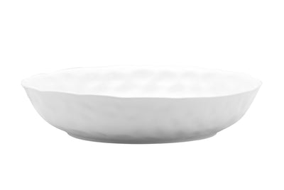 White Six Piece Round Pebbled Porcelain Service For Six Bowl Set - Dinnerware