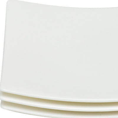 White Six Piece Square Bone China Service For Six Bread and Butter Set - Dinnerware