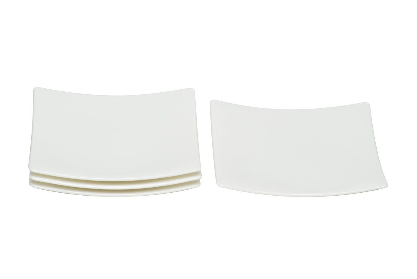 White Six Piece Square Bone China Service For Six Bread and Butter Set - Dinnerware