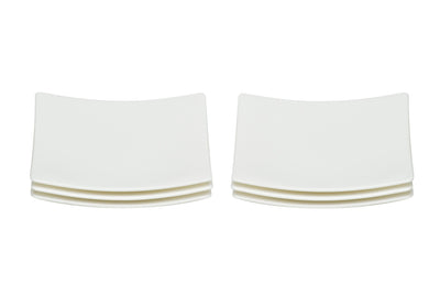 White Six Piece Square Bone China Service For Six Bread and Butter Set - Dinnerware