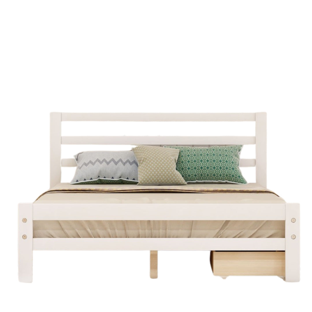 White Solid and Manufactured Wood Full Bed - Standard Beds