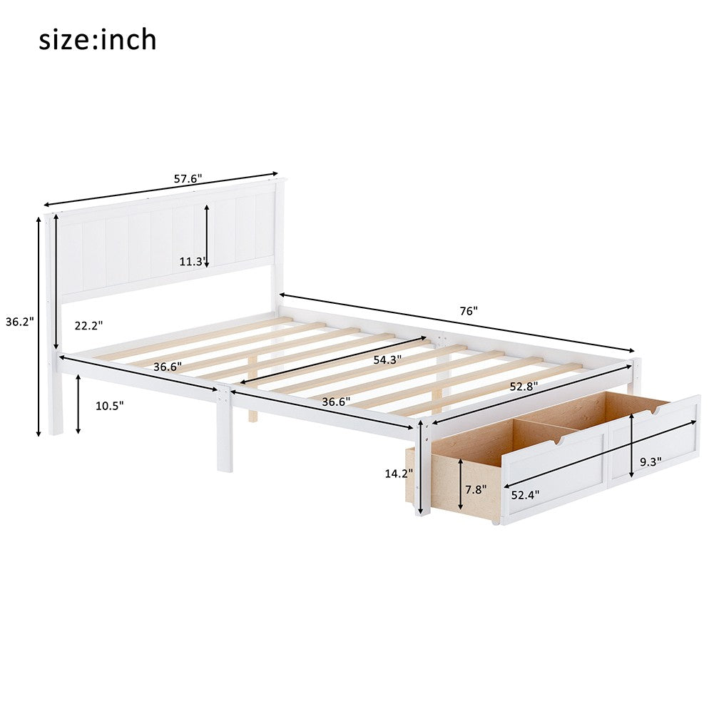 White Solid and Manufactured Wood Full Bed - Standard Beds