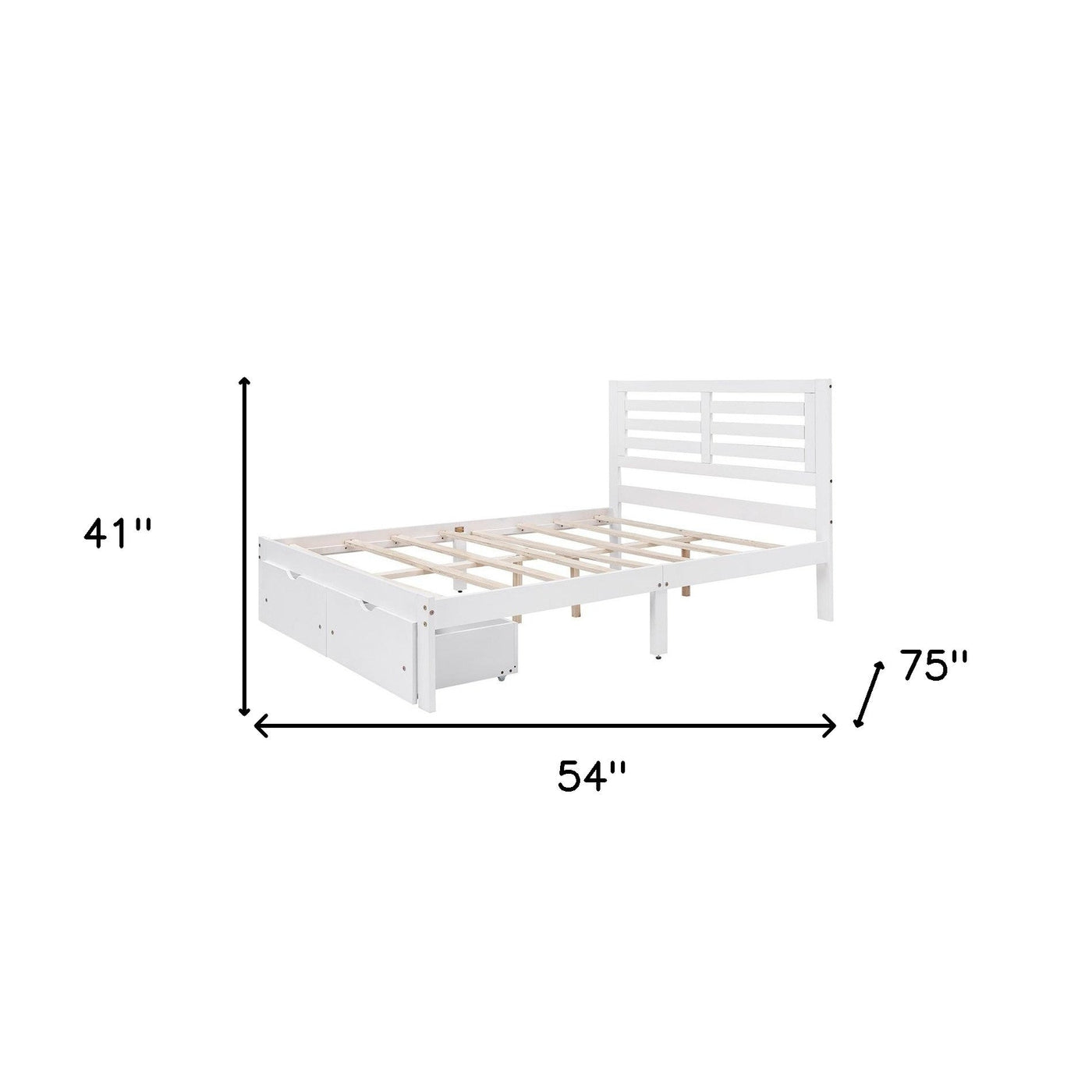 White Solid and Manufactured Wood Full Bed - Standard Beds