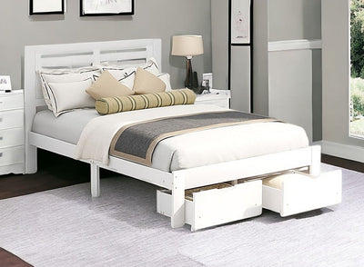 White Solid and Manufactured Wood Full Bed - Standard Beds