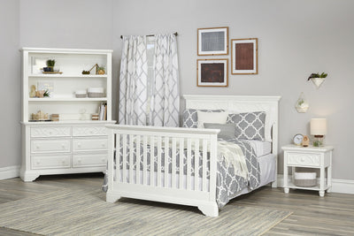 White Solid and Manufactured Wood Standard Four In One Convertible Crib - Cribs