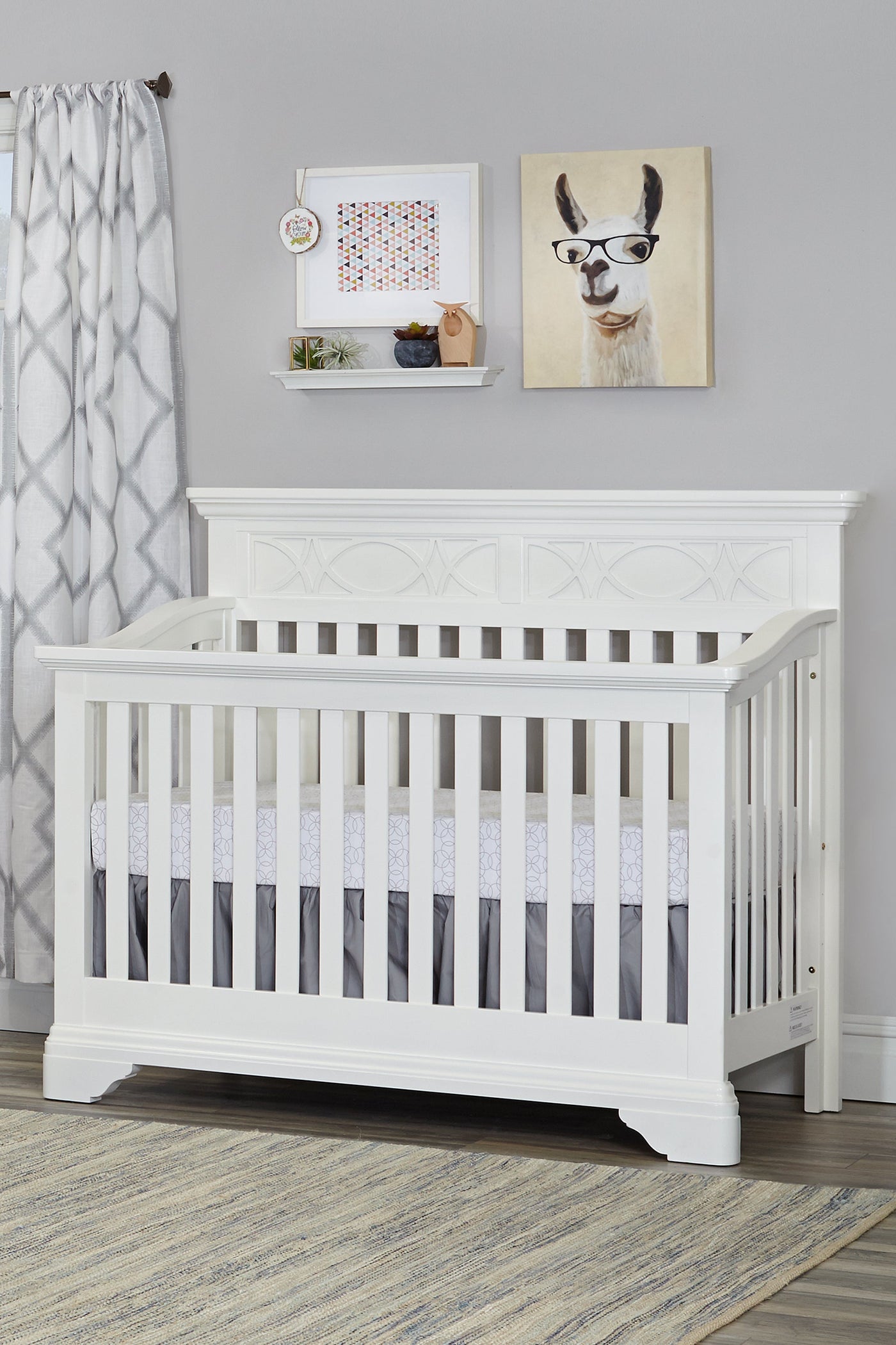 White Solid and Manufactured Wood Standard Four In One Convertible Crib - Cribs