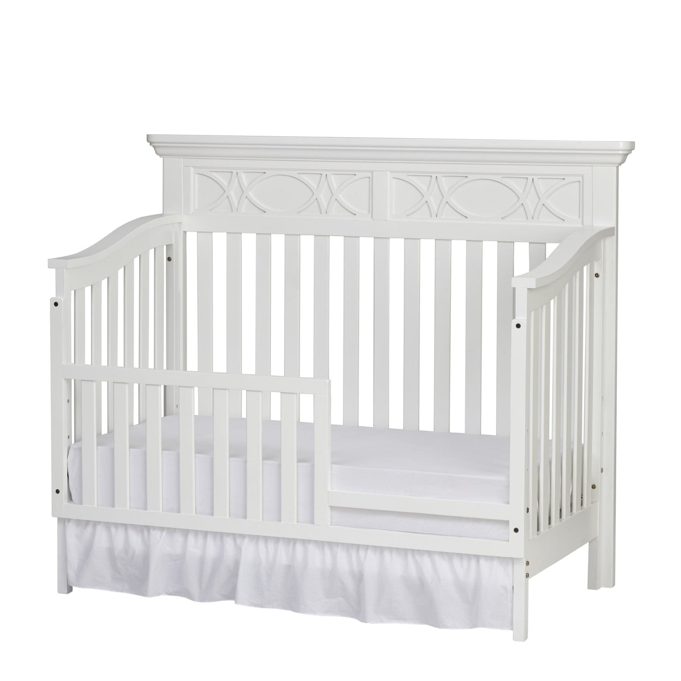 White Solid and Manufactured Wood Standard Four In One Convertible Crib - Cribs