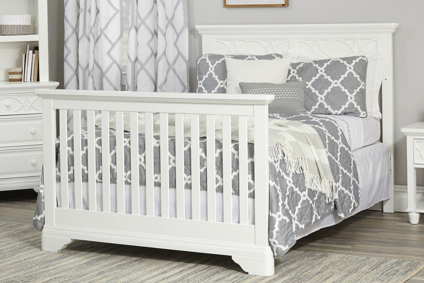 White Solid and Manufactured Wood Standard Four In One Convertible Crib - Cribs