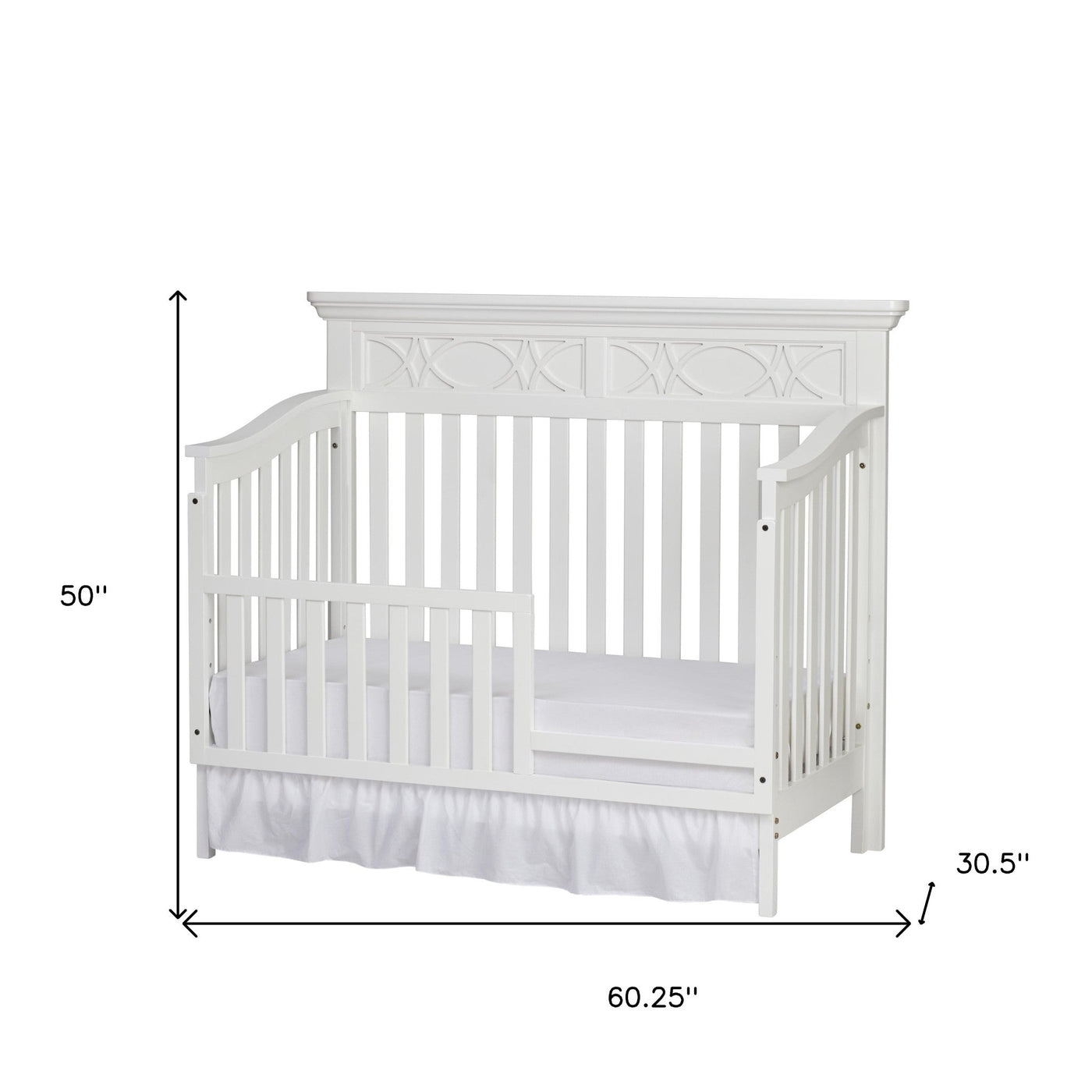 White Solid and Manufactured Wood Standard Four In One Convertible Crib - Cribs