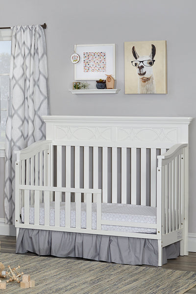 White Solid and Manufactured Wood Standard Four In One Convertible Crib - Cribs