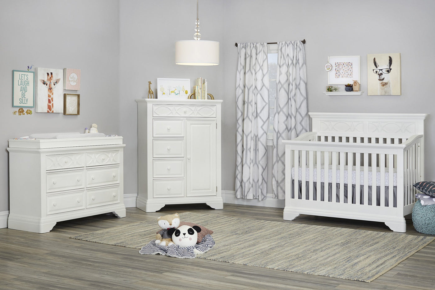 White Solid and Manufactured Wood Standard Four In One Convertible Crib - Cribs