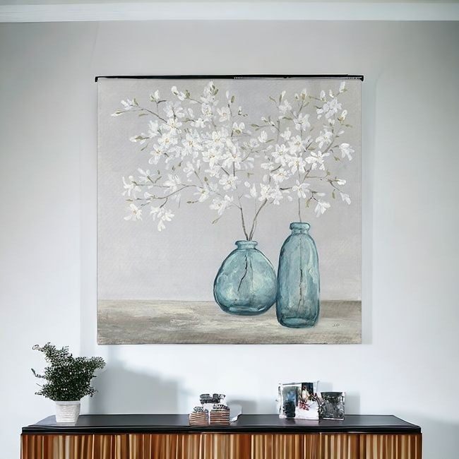 White Spring Flowers Unframed Print Wall Art - 40’x40’ - Wall Art