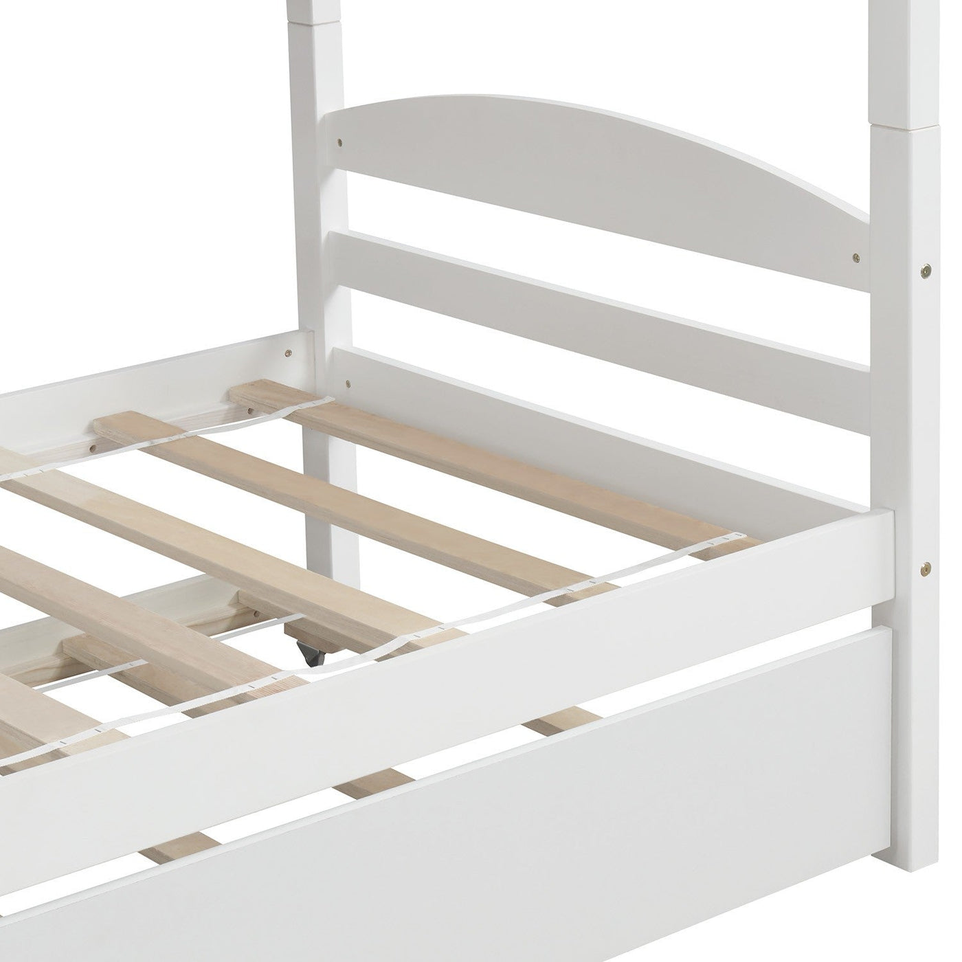 White Twin Contemporary Manufactured Wood and Solid Wood Bunk Bed - Bunk Beds