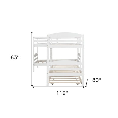 White Twin Contemporary Manufactured Wood and Solid Wood Bunk Bed - Bunk Beds