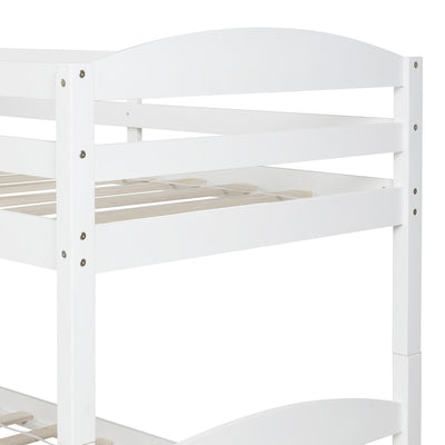 White Twin Contemporary Manufactured Wood and Solid Wood Bunk Bed - Bunk Beds