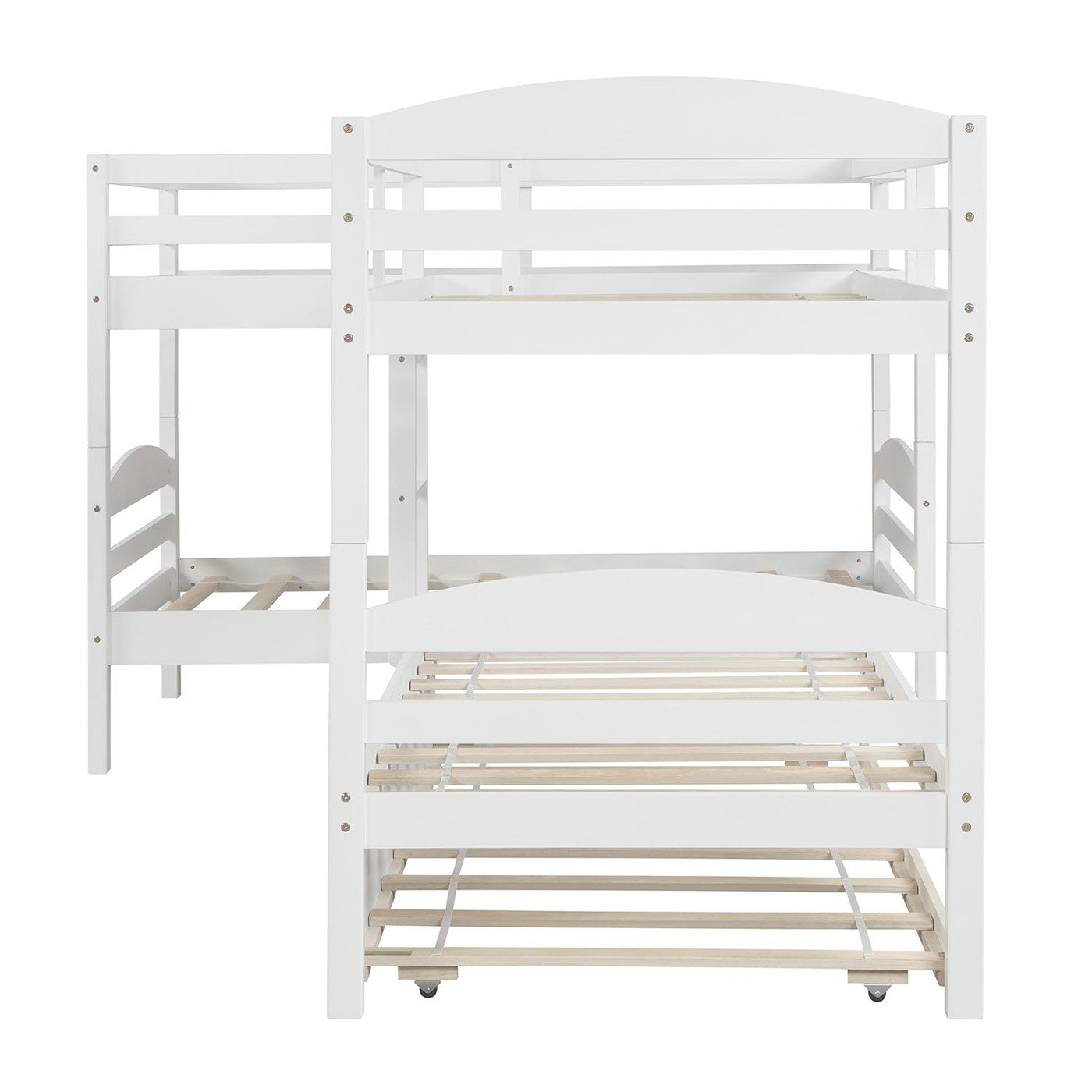 White Twin Contemporary Manufactured Wood and Solid Wood Bunk Bed - Bunk Beds