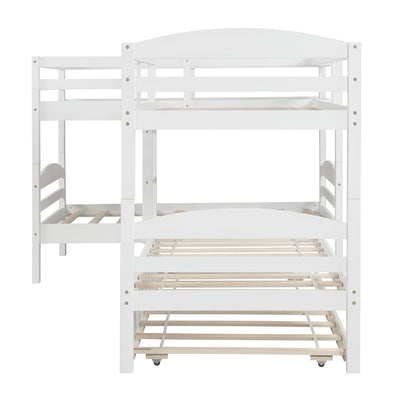 White Twin Contemporary Manufactured Wood and Solid Wood Bunk Bed - Bunk Beds