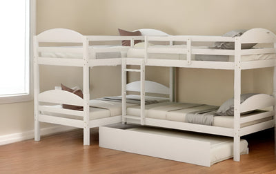 White Twin Contemporary Manufactured Wood and Solid Wood Bunk Bed - Bunk Beds