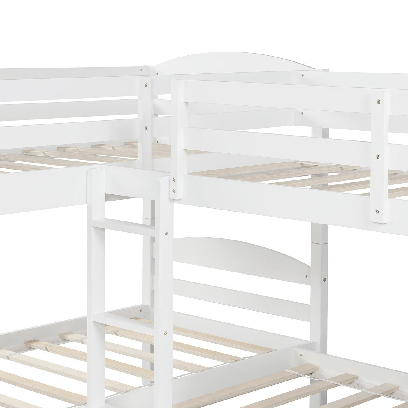 White Twin Contemporary Manufactured Wood and Solid Wood Bunk Bed - Bunk Beds