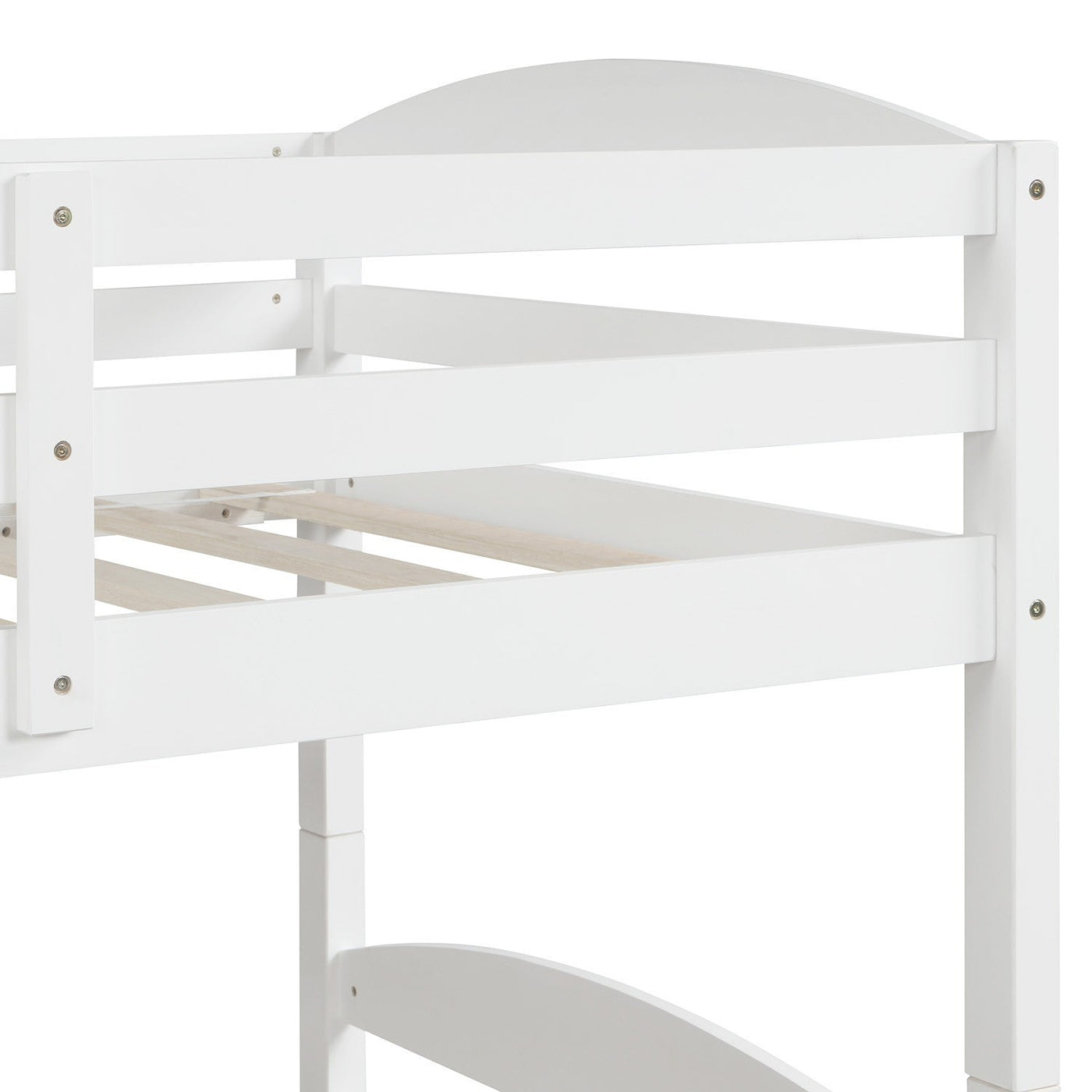 White Twin Contemporary Manufactured Wood and Solid Wood Bunk Bed - Bunk Beds