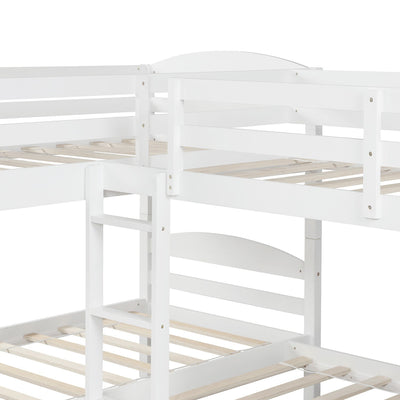 White Twin Contemporary Manufactured Wood and Solid Wood Bunk Bed - Bunk Beds