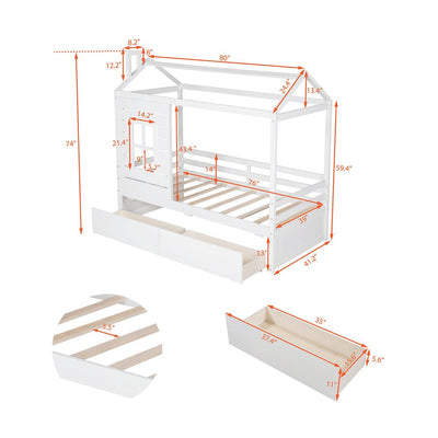 White Twin Four Poster - Standard Beds