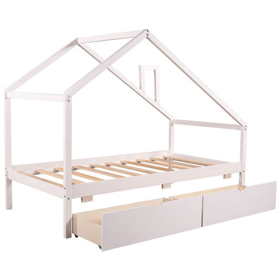 White Twin Four Poster - Standard Beds