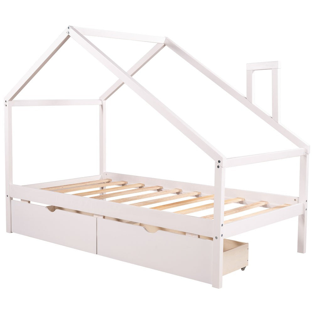 White Twin Four Poster - Standard Beds