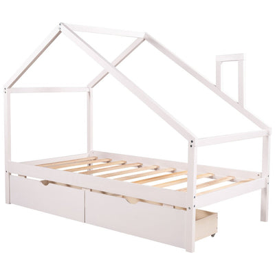 White Twin Four Poster - Standard Beds