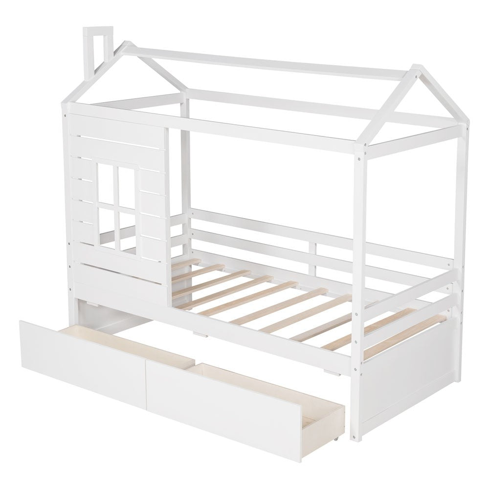 White Twin Four Poster - Standard Beds