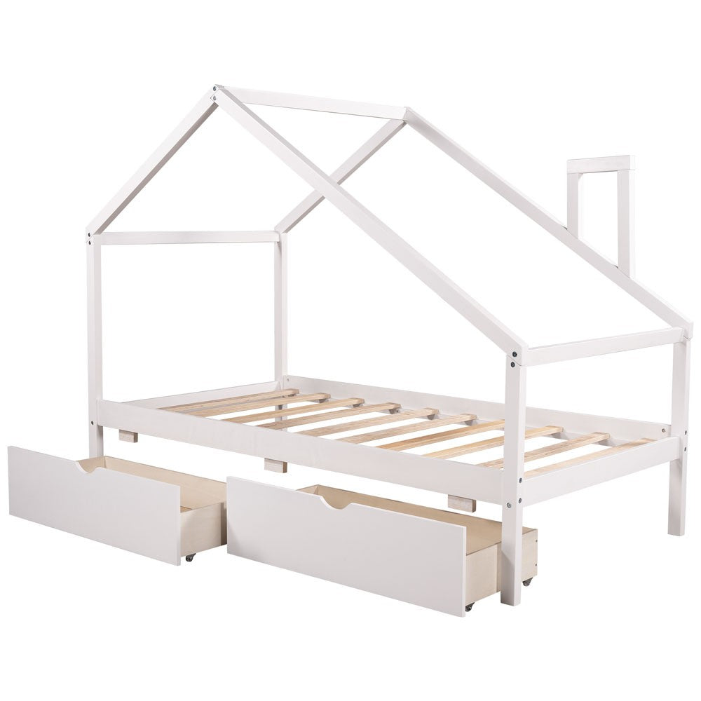 White Twin Four Poster - Standard Beds