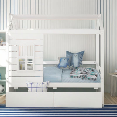 White Twin Four Poster - Standard Beds