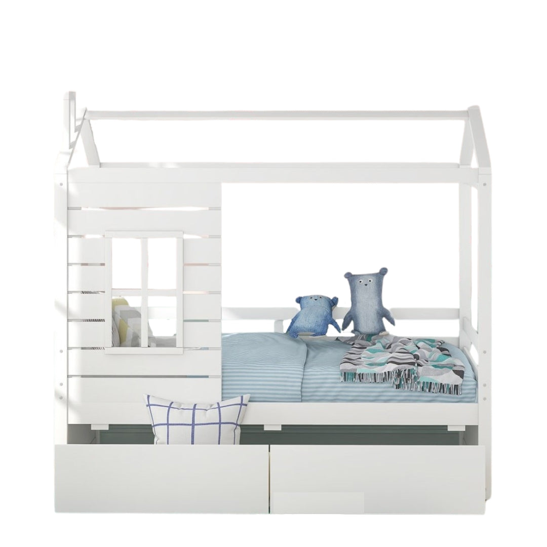 White Twin Four Poster - Standard Beds