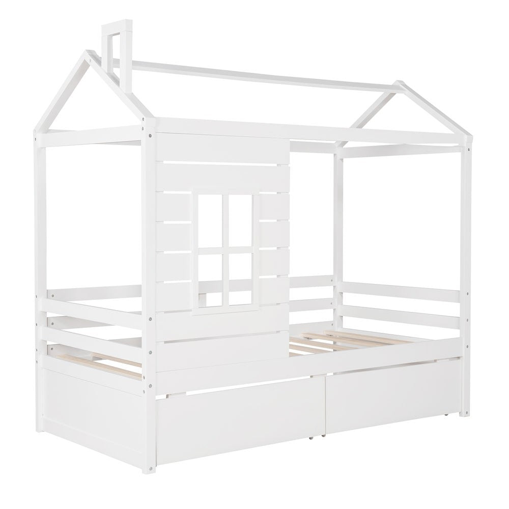 White Twin Four Poster - Standard Beds