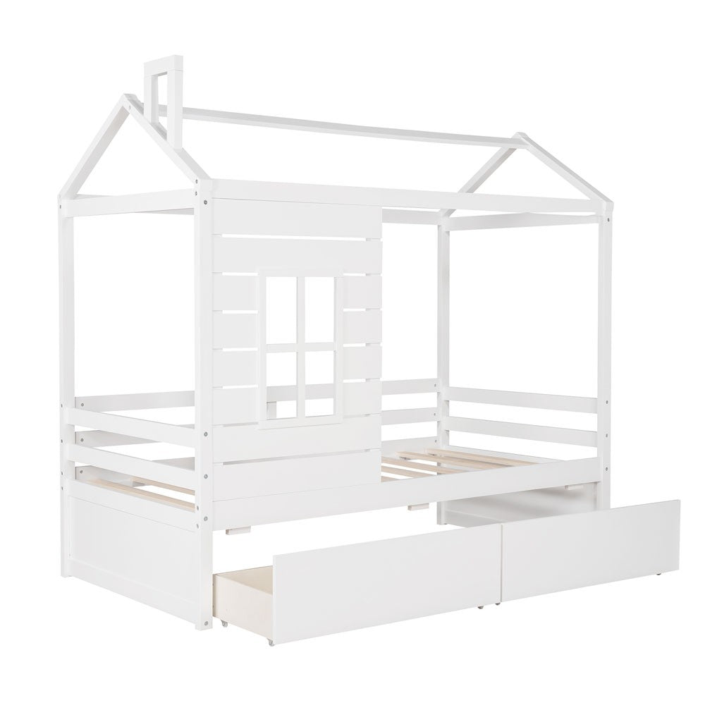 White Twin Four Poster - Standard Beds