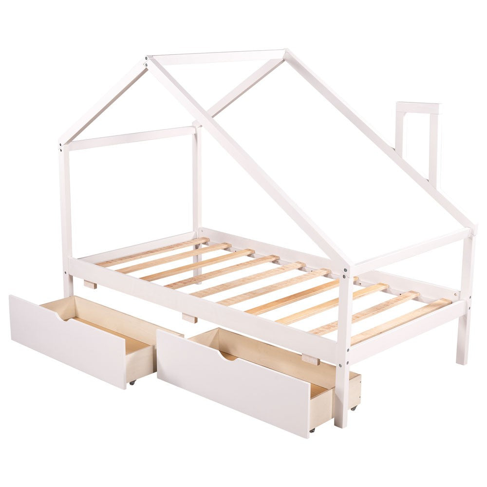 White Twin Four Poster - Standard Beds