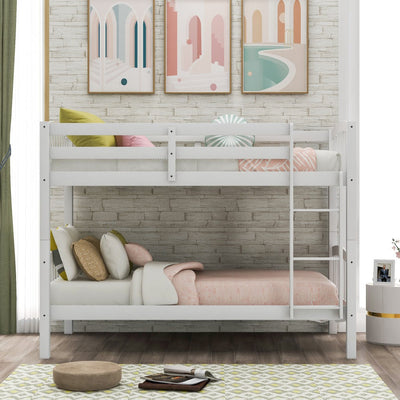 White Twin Over Twin Bunk Bed - Bunk Beds