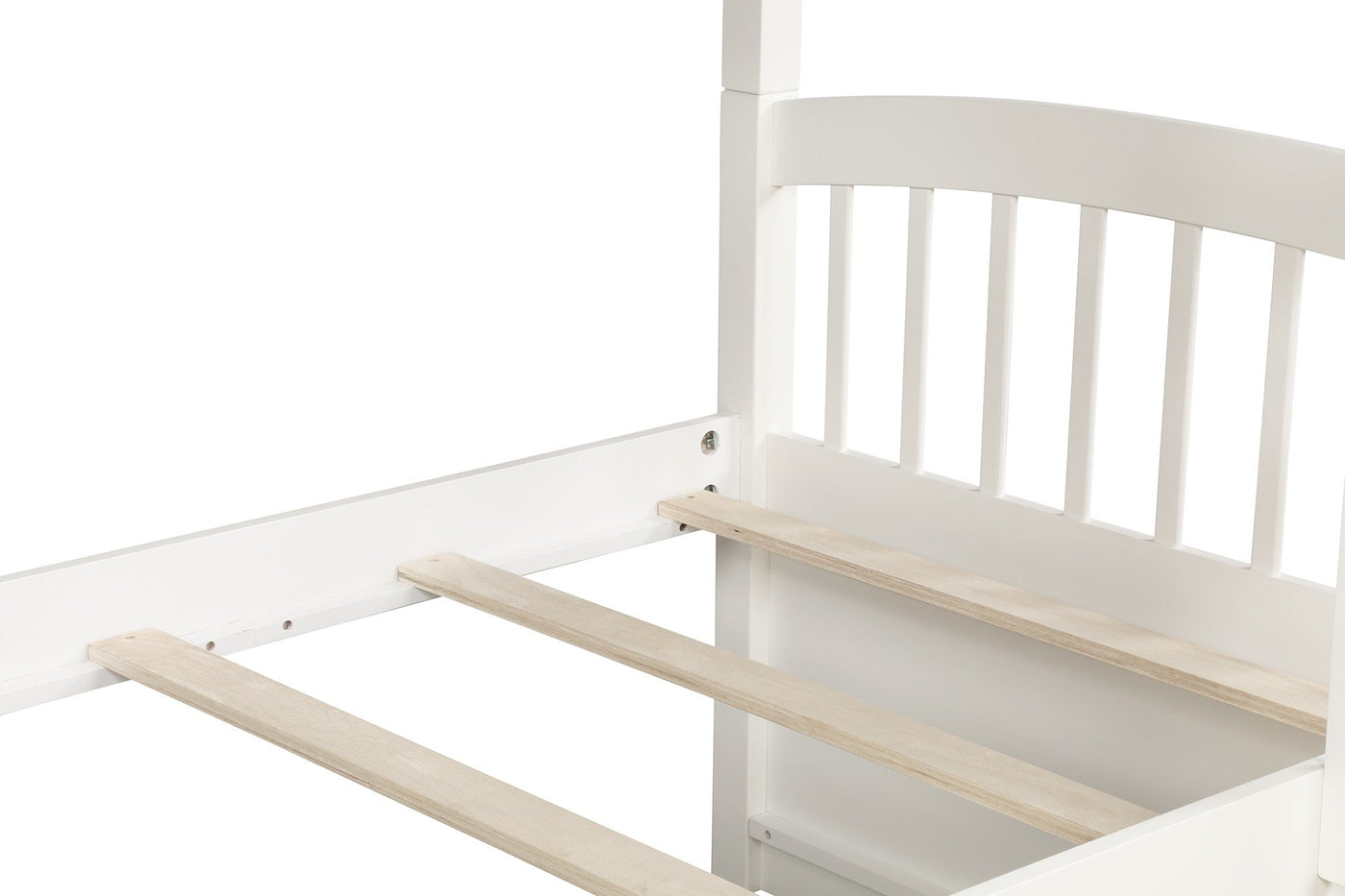 White Twin Over Twin Bunk Bed with Trundle and Drawers - Bunk Beds