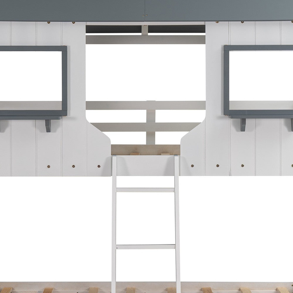 White Twin Over Twin Contemporary Bunk Bed - Bunk Beds