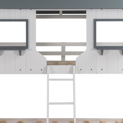 White Twin Over Twin Contemporary Bunk Bed - Bunk Beds