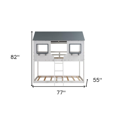 White Twin Over Twin Contemporary Bunk Bed - Bunk Beds