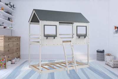 White Twin Over Twin Contemporary Bunk Bed - Bunk Beds